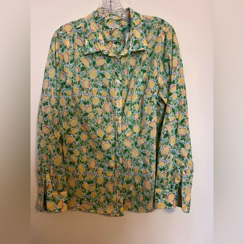 Talbots Multicolor Lemon Print Shirt